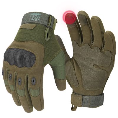KEMIMOTO Tactical Gloves for Men, Touchscreen Motorcycle Gloves with Hard Shell & Palm Padding for Sports Motorcycle Cycling Tactical Airsoft Paintball Hunting Hiking Camping Climbing (Green,Medium)