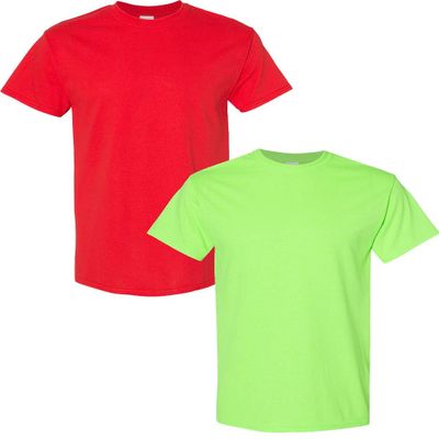 Gildan Men's Heavy Cotton Short Sleeve T Shirt, 2-Pack 2XL-Red-Neon