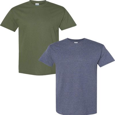 Gildan Men's Heavy Cotton Short Sleeve T Shirt, 2-Pack LRG-Military-HeatherNavy