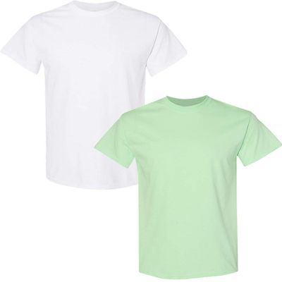 Gildan Men's Heavy Taped Neck Comfort Jersey T-Shirt, 2-Pack MED-White-Mint