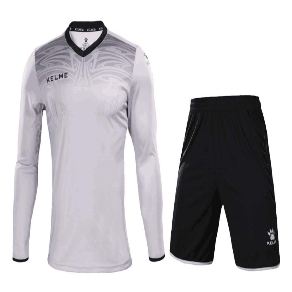 KELME Soccer Goalkeeper Jersey Uniform Kit - Mens Padded Football Goalie Jersey - Padded Shirt, Shorts and Socks Kids and Adult Sizes (Small, Gray (No Socks))