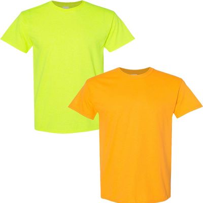 Gildan Men's Heavy Cotton Short Sleeve T Shirt, 2-Pack MED-SafetyGreen-Gold