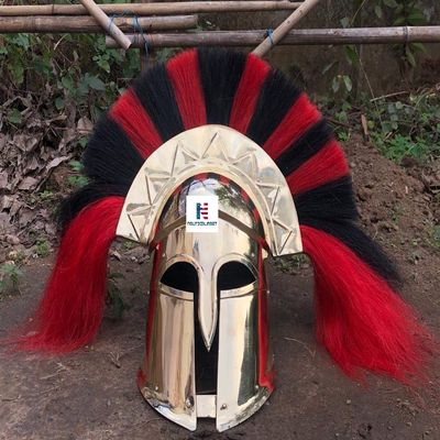 Nautical-Mart Greek Helmet Ancient Corinthian Helmet Roman Spartan Helmet Ancient Greece Gift with Red/Black Plume