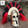 Nautical-Mart Greek Helmet Ancient Corinthian Helmet Roman Spartan Helmet Ancient Greece Gift with Red/Black Plume view 3
