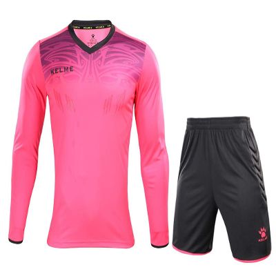 KELME Soccer Goalkeeper Jersey Uniform Kit - Mens Padded Football Goalie Jersey - Padded Shirt, Shorts and Socks Kids and Adult Sizes (Small, Pink (No Socks))