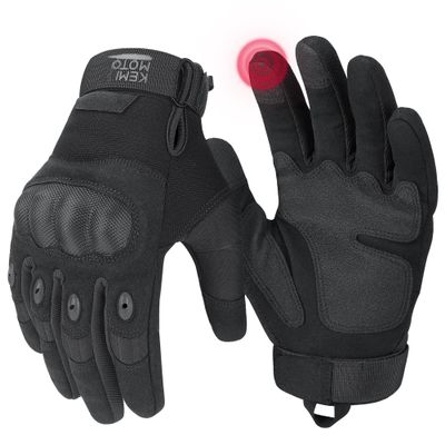 KEMIMOTO Tactical Gloves for Men, Touchscreen Motorcycle Gloves with Hard Shell & Palm Padding for Sports Motorcycle Cycling Tactical Airsoft Paintball Hunting Hiking Camping Climbing (Black,X-Large)