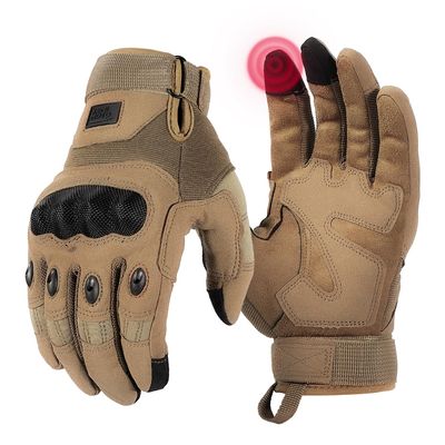 KEMIMOTO Tactical Gloves for Men, Touchscreen Motorcycle Gloves with Hard Shell & Palm Padding for Sports Motorcycle Cycling Tactical Airsoft Paintball Hunting Hiking Camping Climbing (Brown,Large)