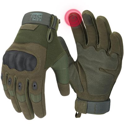 KEMIMOTO Tactical Gloves for Men, Touchscreen Motorcycle Gloves with Hard Shell & Palm Padding for Sports Motorcycle Cycling Tactical Airsoft Paintball Hunting Hiking Camping Climbing (Green,Large)