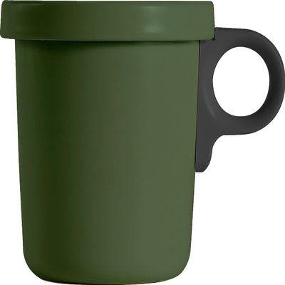 (Ovject) Object Made in Japan Enamel Hook Mug, 12.2 fl oz (360 ml), Khaki Black