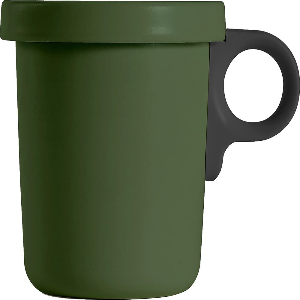 (Ovject) Object Made in Japan Enamel Hook Mug, 12.2 fl oz (360 ml), Khaki Black
