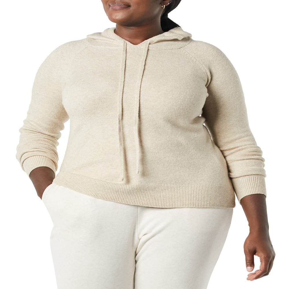 Amazon Essentials Women's Soft Touch Hooded Pullover Sweater, Beige, X-Large