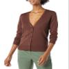 Amazon Essentials Women's Lightweight V-Neck Cardigan Sweater (Available in Plus Size), Dark Chestnut Brown Heather, Medium view 1