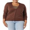 Amazon Essentials Women's Lightweight V-Neck Cardigan Sweater (Available in Plus Size), Dark Chestnut Brown Heather, Medium view 4