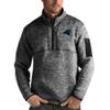 Antigua Men's Heather Black Carolina Panthers Fortune Quarter-Zip Pullover Jacket view 1