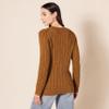Amazon Essentials Women's Soft Fisherman Cable Long-Sleeve Crewneck Sweater (Available in Plus Size), Dark Chestnut Brown Heather, Small view 3