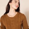 Amazon Essentials Women's Soft Fisherman Cable Long-Sleeve Crewneck Sweater (Available in Plus Size), Dark Chestnut Brown Heather, Small view 4
