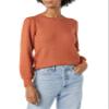 Amazon Essentials Women's Soft Touch Pleated Shoulder Crewneck Sweater, Caramel, Medium view 4
