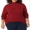 Amazon Essentials Women's Winter Long-Sleeve Sweater, Soft Touch Funnel Neck Cable Knit, Dark Red, X-Small view 4