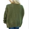 Andongnywell Women's Cable Knit Open Front Chunky Cardigans Sweaters Boyfriend Sweaters Jackets Overcoats Outwear (Green,Medium) view 4