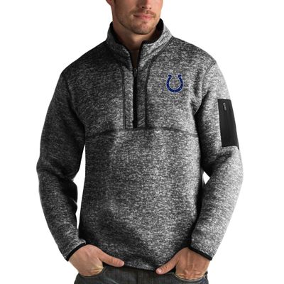 Antigua Men's Heather Black Indianapolis Colts Fortune Quarter-Zip Pullover Jacket