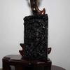 2.9" China Certified Nature Black Obsidian Jade Zhongkui Amulet Hand Made Necklace Pendant 8985 view 3