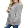 Andongnywell Women's Cable Knit Open Front Chunky Cardigans Sweaters Boyfriend Sweaters Jackets Overcoats Outwear (Grey,Large) view 2