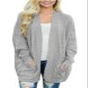 Andongnywell Women's Cable Knit Open Front Chunky Cardigans Sweaters Boyfriend Sweaters Jackets Overcoats Outwear (Grey,Large) view 3