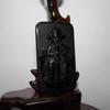 2.3" China Certified Nature Black Obsidian Jade The GOF of Wealth Hand Made Necklace Pendant 8961 view 2