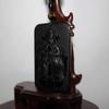2.3" China Certified Nature Black Obsidian Jade The GOF of Wealth Hand Made Necklace Pendant 8961 view 3