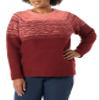 Amazon Essentials Crewneck Sweater for Women, Soft-Touch, Burgundy Coral Pink Ombre Pattern, Medium view 3
