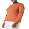 Amazon Essentials Women's Soft Touch Pleated Shoulder Crewneck Sweater, Caramel, Small view 1