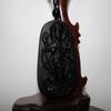 2.6" China Certified Nature Black Obsidian Jade Blessing ManjusriHand Made Necklace Pendant 8952 view 2