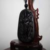 2.6" China Certified Nature Black Obsidian Jade Blessing ManjusriHand Made Necklace Pendant 8952 view 3