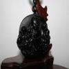 2.2" China Certified Nature Black Obsidian Jade Blessing Kwan-yin Hand Made Necklace Pendant 8955 view 2