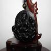 2.2" China Certified Nature Black Obsidian Jade Blessing Kwan-yin Hand Made Necklace Pendant 8955 view 3