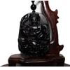 2.4" China Certified Nature Black Obsidian Jade Blessing Manjusri Hand Made Necklace Pendant 8948 view 1