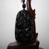 2.4" China Certified Nature Black Obsidian Jade Blessing Manjusri Hand Made Necklace Pendant 8948 view 2
