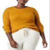 Amazon Essentials Women's Lightweight Long-Sleeve Cable Crewneck Sweater (Available in Plus Size), Tobacco Brown, X-Small view 4
