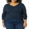 Amazon Essentials Women's Regular-Fit Lightweight Long-Sleeve V-Neck Sweater (Available in Plus Size), Black Navy Cheetah, Medium view 4