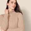 Amazon Essentials Women's Fisherman Cable Turtleneck Sweater (Available in Plus Size), Taupe Heather, Small view 4