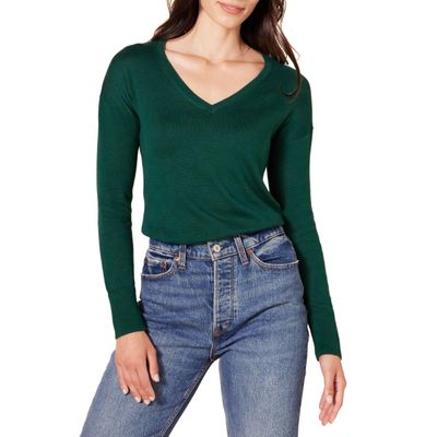 Amazon Essentials Women's Lightweight Long-Sleeve V-Neck Tunic Sweater (Available in Plus Size), Dark Green, X-Small