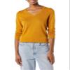 Amazon Essentials Women's Regular-Fit Lightweight Long-Sleeve V-Neck Sweater (Available in Plus Size), Dark Golden Yellow, Large view 1