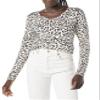 Amazon Essentials Women's Regular-Fit Lightweight Long-Sleeve V-Neck Sweater (Available in Plus Size), White Cheetah, X-Small view 1