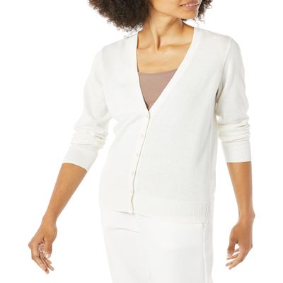 Amazon Essentials Women's Lightweight V-Neck Cardigan Sweater (Available in Plus Size), Ivory, X-Large