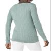 Amazon Essentials Women's Lightweight Long-Sleeve Cable Crewneck Sweater (Available in Plus Size), Sage Green Heather, Medium view 3