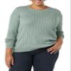 Amazon Essentials Women's Lightweight Long-Sleeve Cable Crewneck Sweater (Available in Plus Size), Sage Green Heather, Medium view 4
