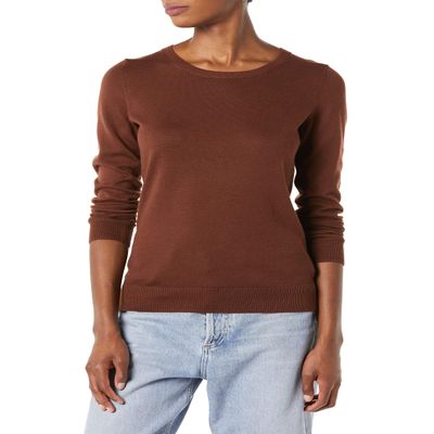 Amazon Essentials Women's Long-Sleeve Lightweight Crewneck Sweater (Available in Plus Size), Brown, XX-Large