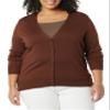Amazon Essentials Women's Lightweight V-Neck Cardigan Sweater (Available in Plus Size), Brown, Large view 4