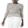 Amazon Essentials Women's Long-Sleeve Lightweight Crewneck Sweater (Available in Plus Size), White Cheetah Print, Small view 1