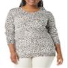 Amazon Essentials Women's Long-Sleeve Lightweight Crewneck Sweater (Available in Plus Size), White Cheetah Print, Small view 3